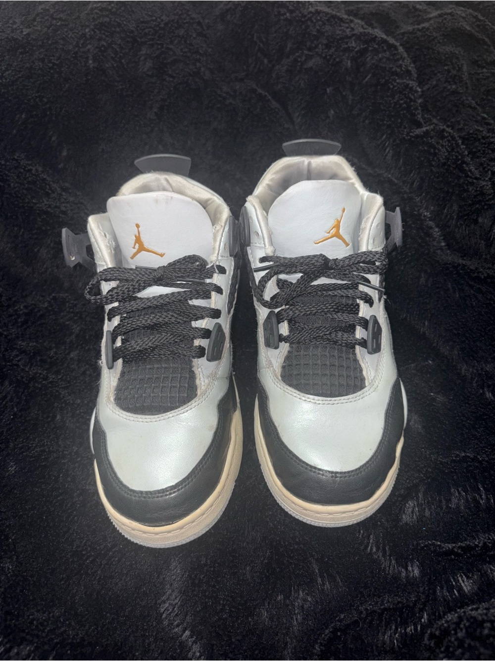 Jordan 4 Retro kids Sneakers — White, Black & Gold Accents
